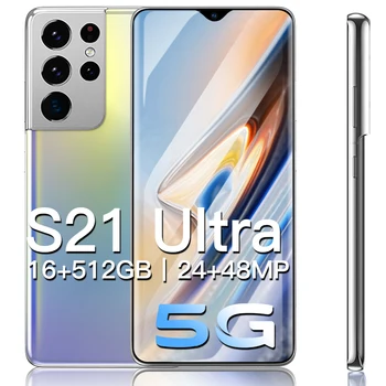 Global Version S21 Ultra Smartphones 5G 16+512GB Cellphones 24+48MP 10 Core Mobile Phone Andriod 10 6000mAh Gaming Phone Face ID