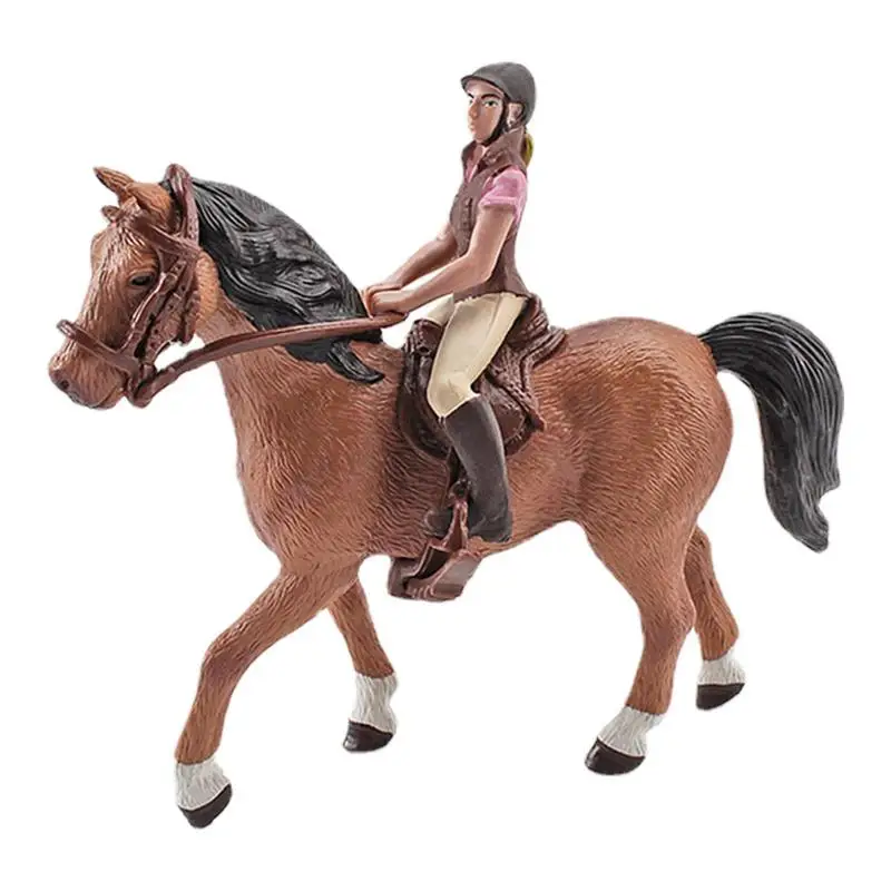 

Horse Model Toys Simulation Horse Female Jockey Model Animal Figurine Christmas Birthday Gift For Kids Toddlers
