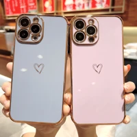 luxury love plating case for iphone 13 12 11 pro max xr xs max 8 7 plus se 2022 13 12 mini soft silicone cute shockproof cover