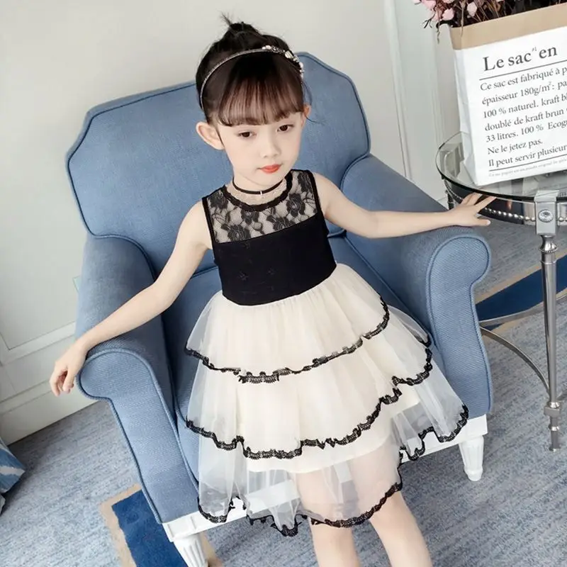 

Одежда для девочек, новинка 2023, летние платья принцессы, детское платье без рукавов, юбка-пачка, детское платье, детская одежда, модель Q468