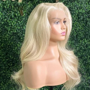 26Inch Long Soft 613 Blonde Body Wave 180%Density Natural Hairline Glueless Lace Front Wig For Black Women Babyhair Preplucked