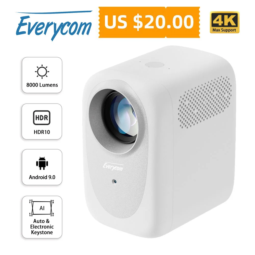 Everycom R11 Android проектор FHD 1080p домашний кинотеатр 8000 Люмен светодиодный видео 4K 5G WiFi