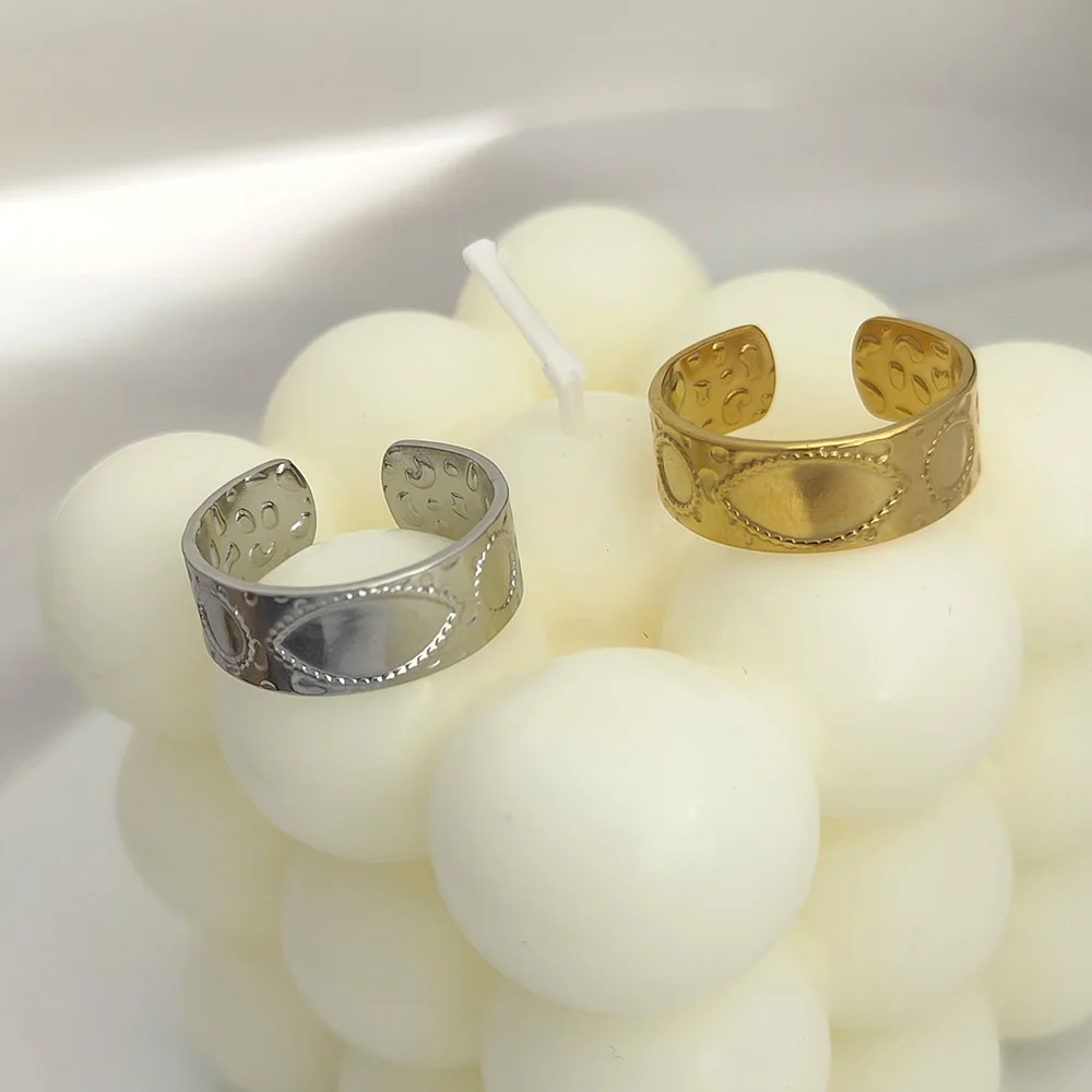 

Stainless Steel Circle Geometric Rings 2023 Trend Adjustable Opening Rings For Women Couple Party Gift Fashion Jewelry