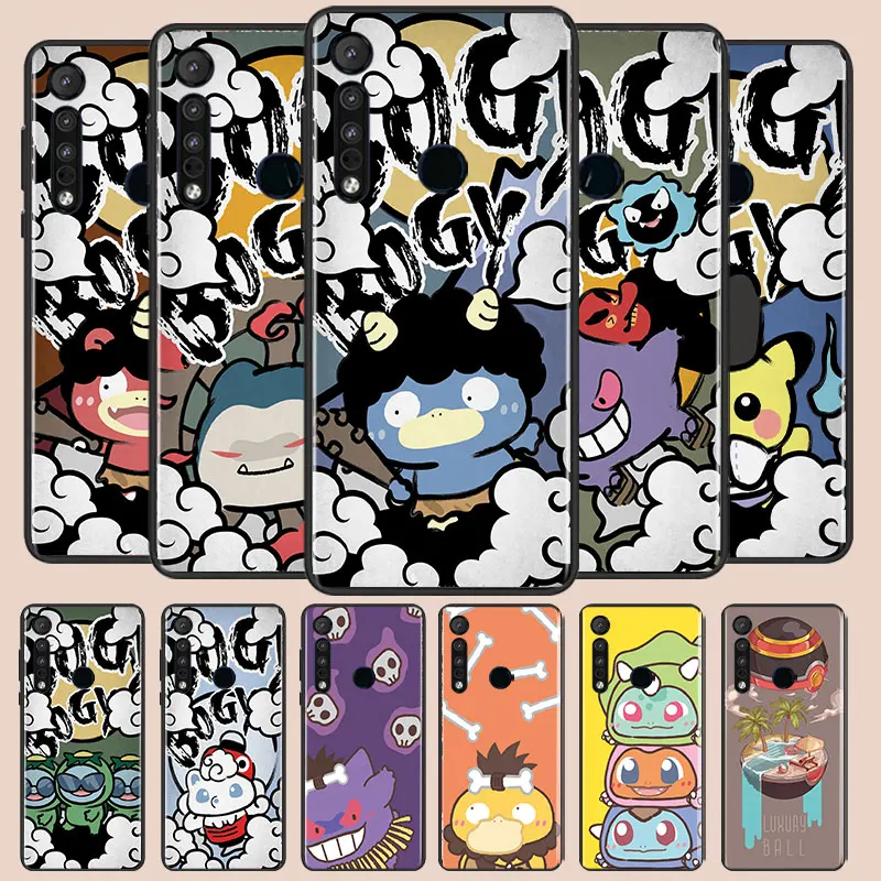 

Cute Pokemon Pikachu Phone Case For Motorola E6 E7 One Marco G8 Play Plus G Stylus One Hyper Lite Plus G9 Black luxury Silicone