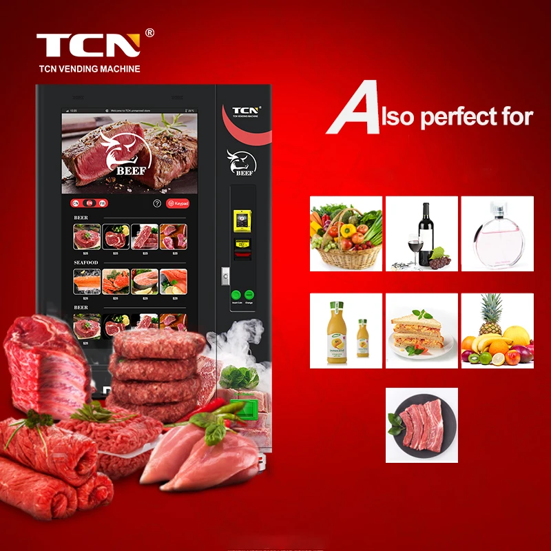 Автоматический Лифт торговый автомат большой экран для продажи свежего мяса