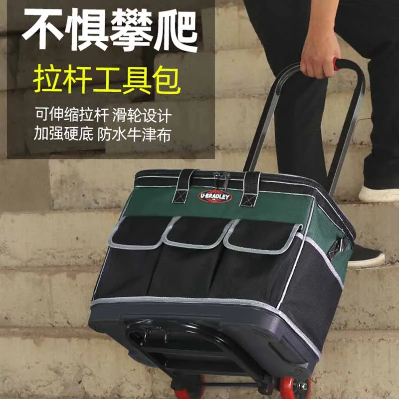 Plastic Bottom Tool Bag Trolley Large Capacity Electrician Woodworking Tool Storage Bag Heavy Duty Tools Professional Hardware