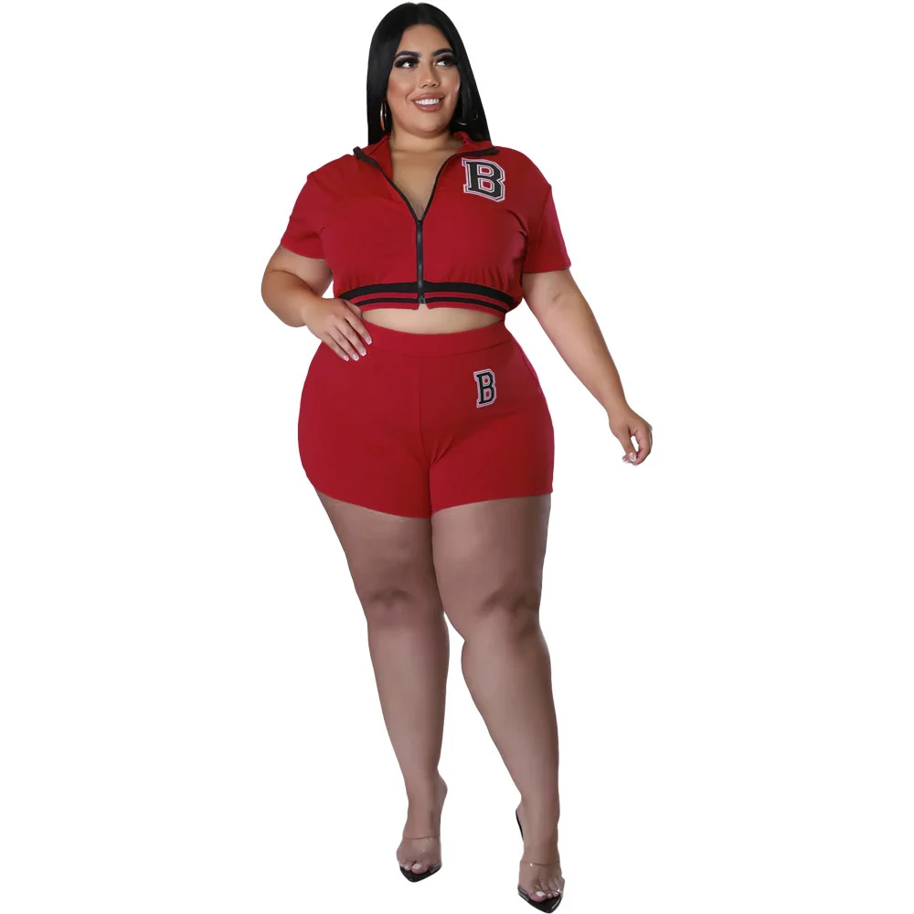 Plus Size Shorts Sets Two Piece Outfits Women Summer Letter Print Top Jogging Tracksuit Matching Whole 3xl 4xl 5xl 6xl