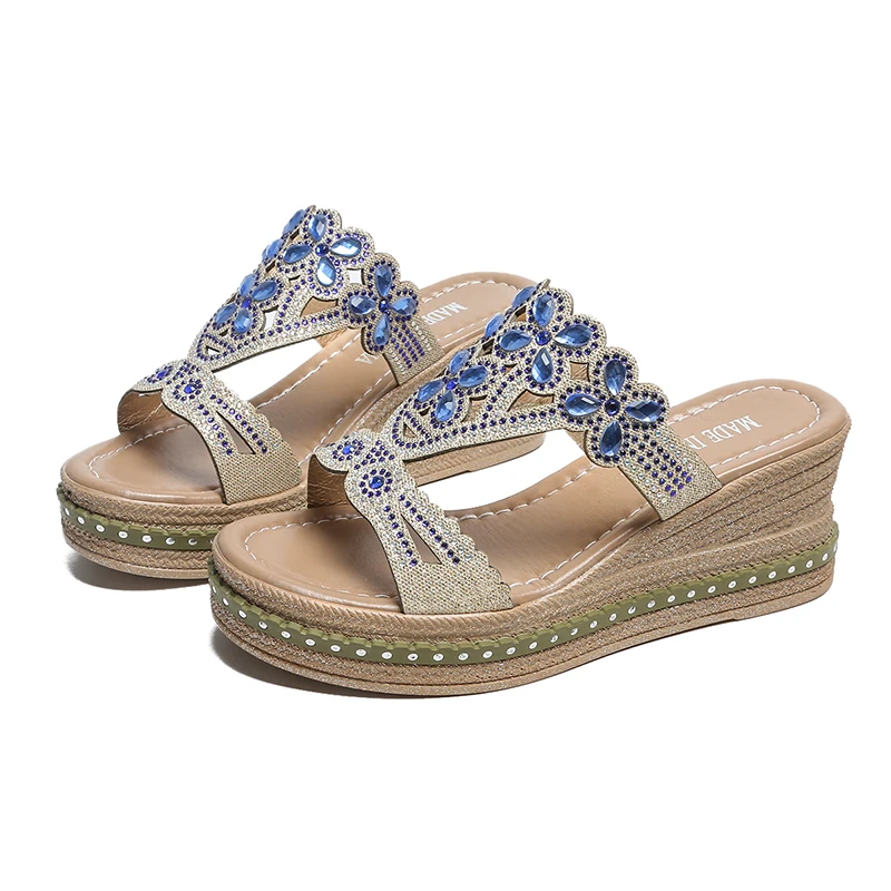 

Fashion Sandals Ladies 2022 Ladies Boho Slippers Ladies Slipper Sandals Summer Crystal Slippers Open Toe Flat Sandals