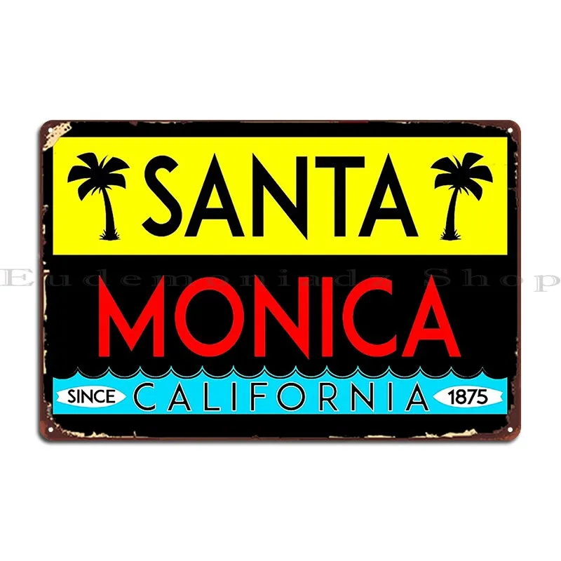 Серфинг Санта Моника Калифорния Пляжный отдых Пальма Винтаж Металлические