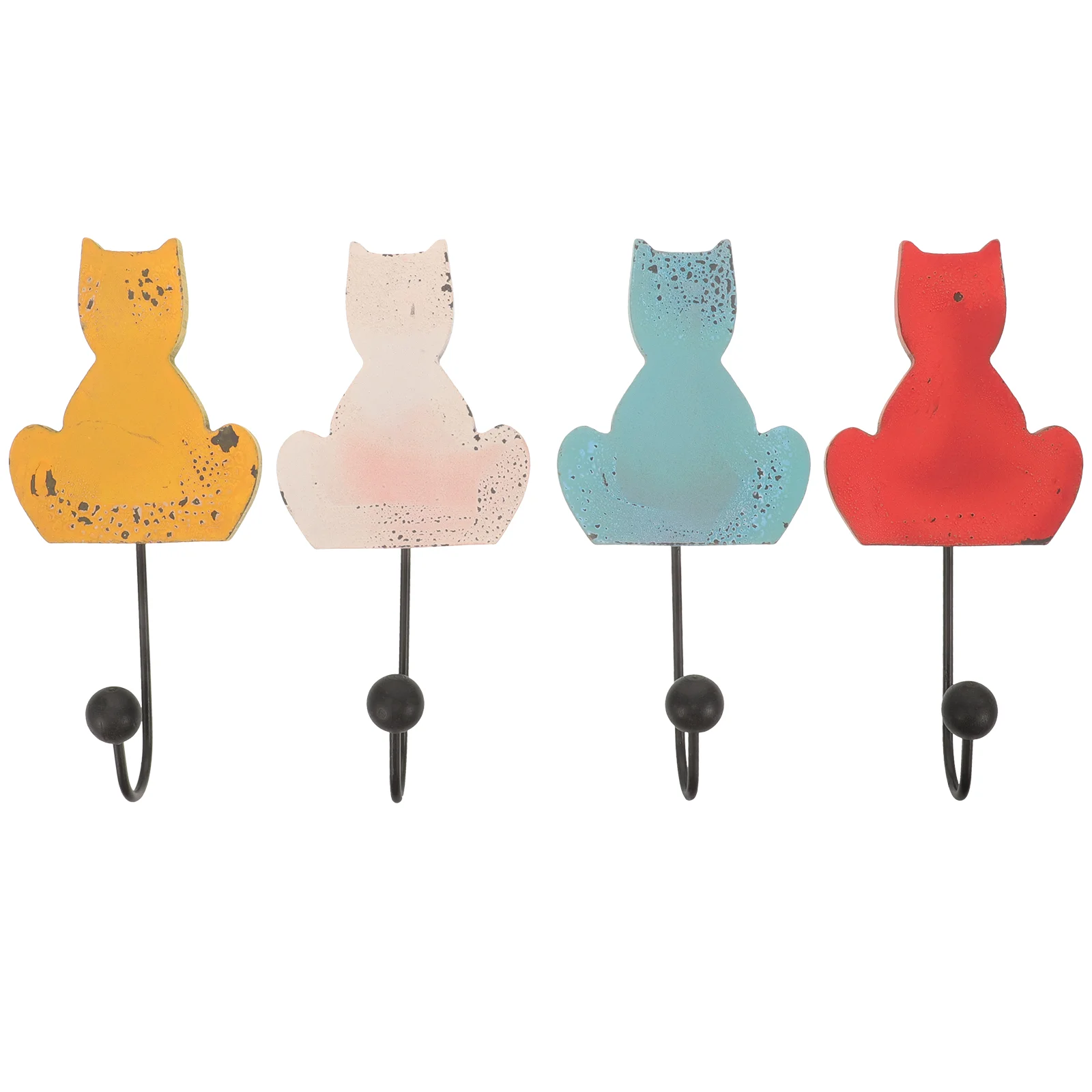 

4pcs Clothes Hooks Metal Hooks Cat Hooks Coat Hanging Hooks Decorative Hooks for Robe Keys