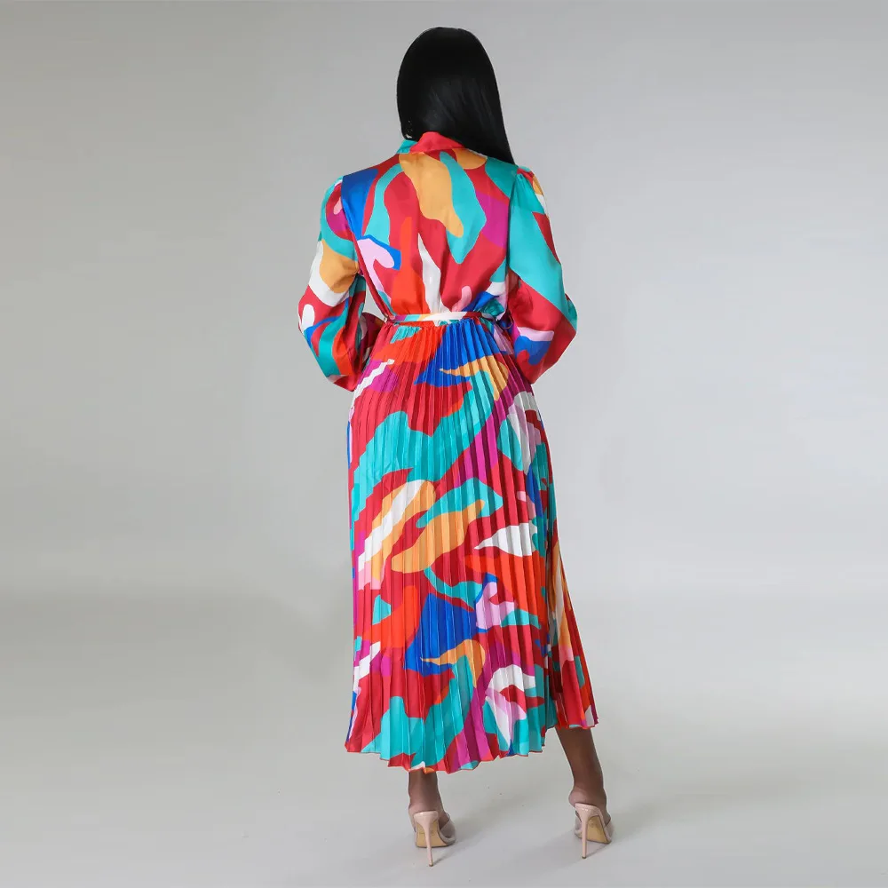 Felyn 2023 лучшее качество модный дизайн платье с принтом круглым вырезом и длинным