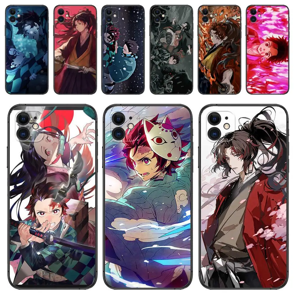 

Demon Slayer Black Mobile Phone Case for IPhone 14 13 12 11 Pro Max Mini SE XR X XS Max 8Plus 7plus 6 6S Soft Shell Phone Cover