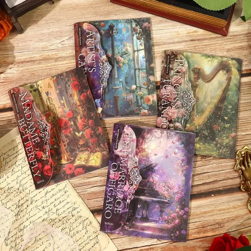 30 Упаковок Винтажный Стиль Рококо Фортепиано Блокноты Эстетическая Бумага