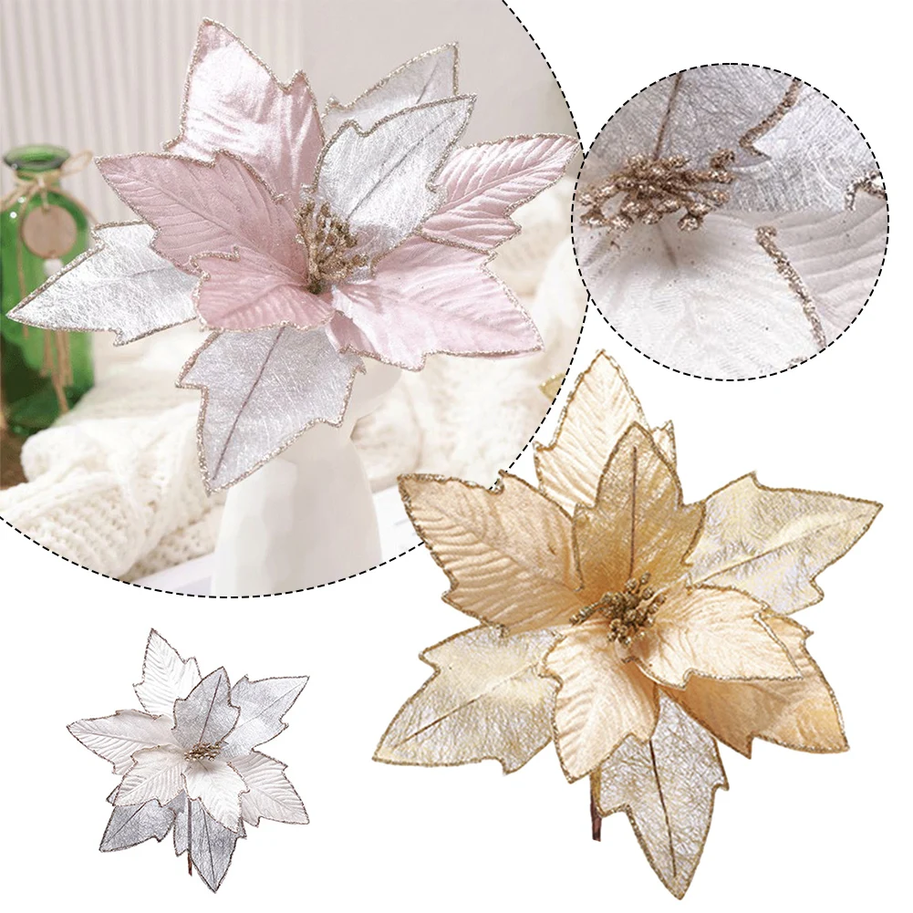 Ослепительный блестящий цветок подвесное рождественское украшение ткань 30 см +