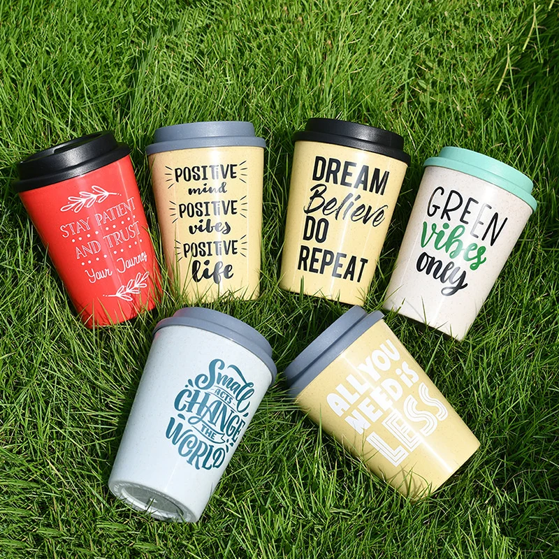 

Straight Double-layer PP Anti Scalding Handy Cup 350ml Business Water Cup Portable Bamboo Fiber Coffee Cup