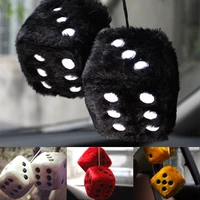 multicolor car plush dices ornaments car dice hanging pendant velvet dice model decoration rearview mirrors styling decor