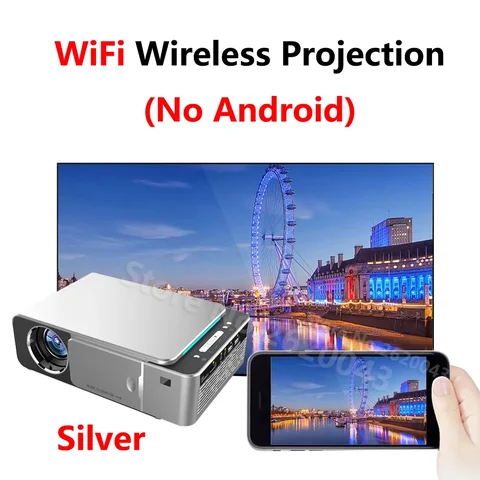 Светодиодный проектор T6 с ЖК-дисплеем, HD 3500 лм, портативный проектор, версия VGA/Wi-Fi/Android, USB, поддержка 4K 1080P, красный/серебристый