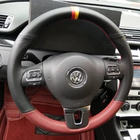 for volkswagen lavida lamando magotan bora tiguan l sagitar golf 7 customized hand stitched leather car steering wheel cover set