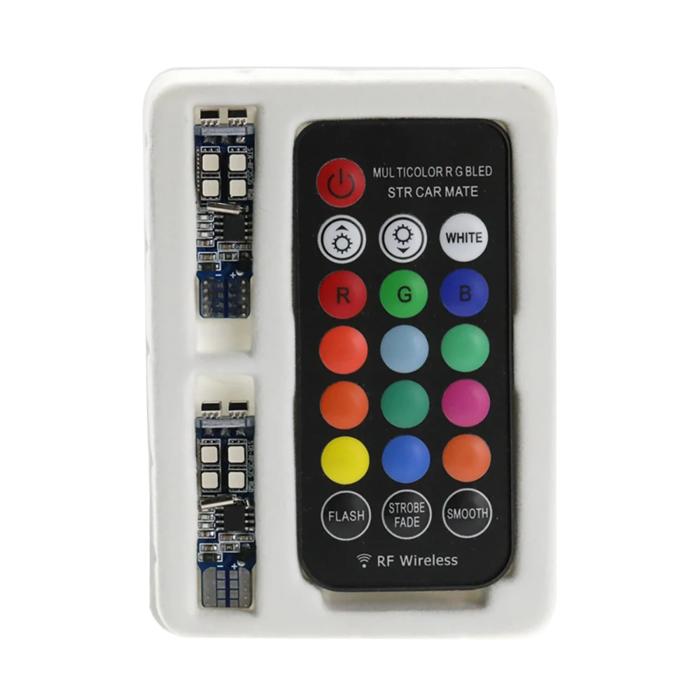 Автомобильная светодиодная лампа T10 RGB W5W 3535 10SMD RF Flash Strobe светильник 194 DC12V