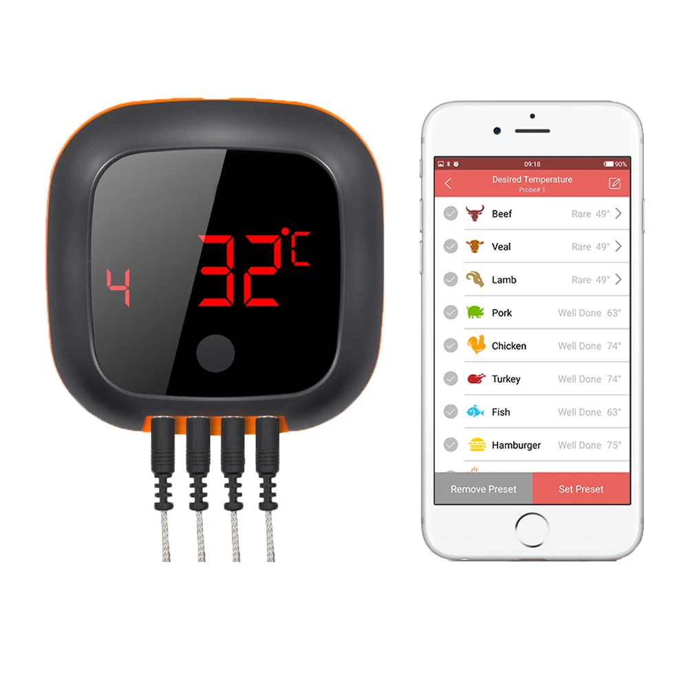 

High quality lcd digital food thermometer bbq oven Inkbird 4x digital meat thermometer wireless