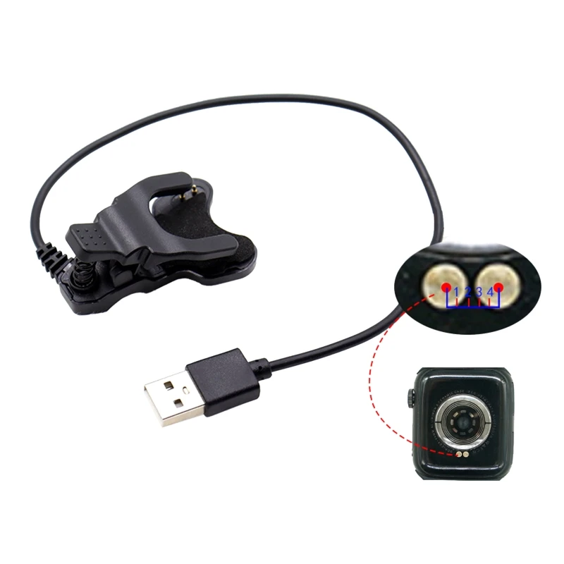 USB-кабель 2pin 3/4 мм для зарядки умных часов T500 T500 + T500s X7 T600s FK78
