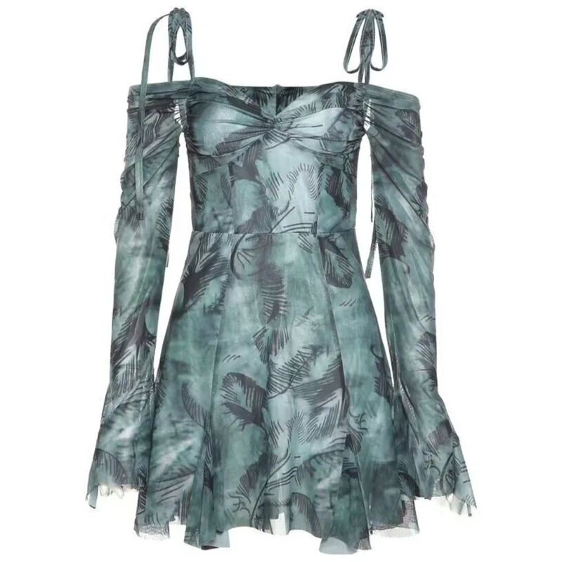 

Элегантное коктейльное платье с открытыми плечами и дизайнерскими платьями с расклешенными рукавами для летних вечеров и особых