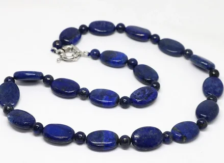 

Unique design blue lapis lazuli 13*18mm oval beads 6mm spacer accessories high grade women diy necklace 18inch