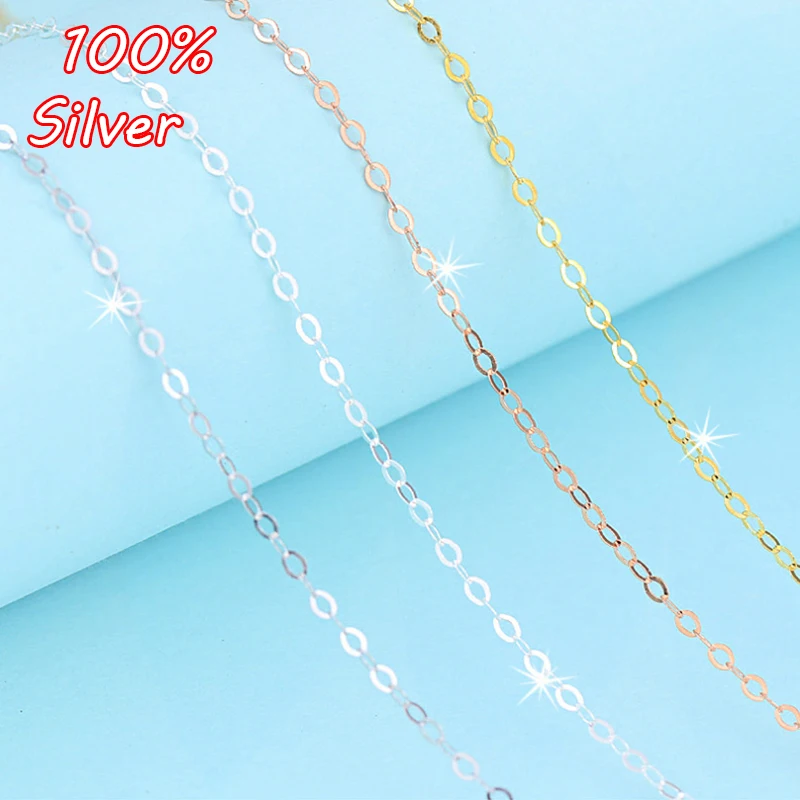 

45cm S925 Sterling Silver Rose gold Color Necklace Car Flower Pearl Female Clavicle Chain wholesale Diy