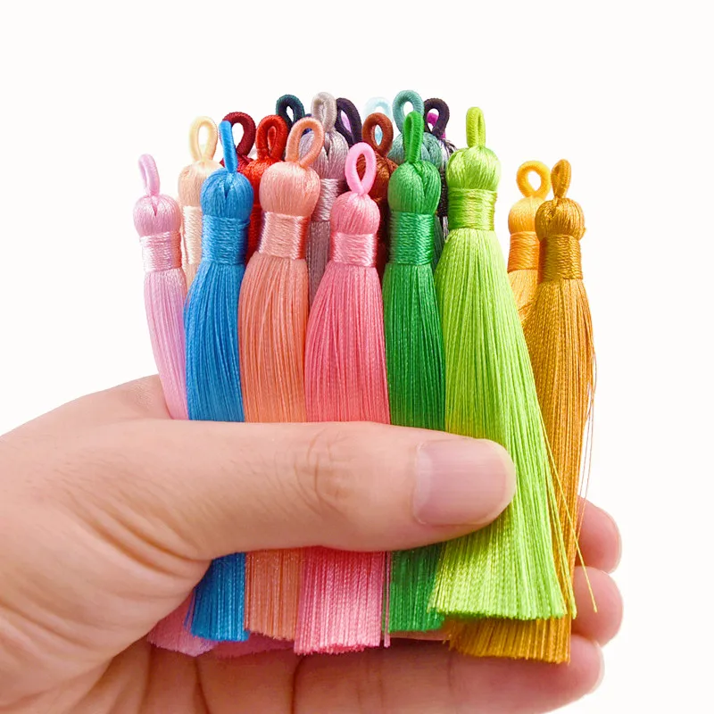 5/10/20pcs 8cm Earrings Tassel Pendant Crafts Diy Jewelry Making Bags Keychain Handmade Satin Fringe Earring Charms Wholesale