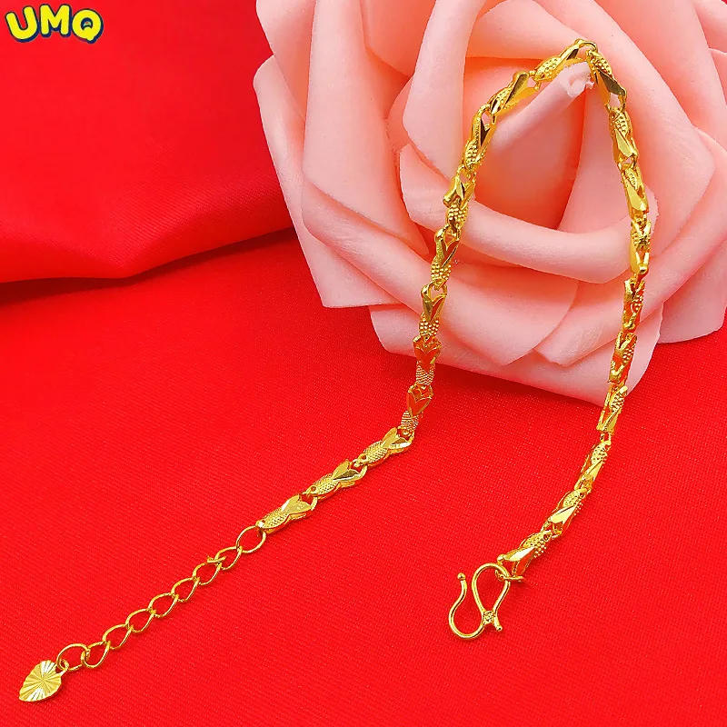 

Женский браслет из чистого 24-каратного золота, с маленькой рыбкой