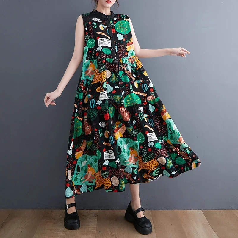 Платье с животным принтом зоопарка длинное платье на пуговицах боковым карманом