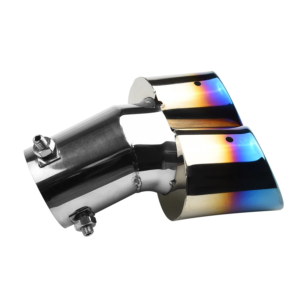 

1*Car Rear Dual Exhaust Pipe Tail Muffler Tip Throat Blue Tailpipe Universal Car Exhaust Car Accessories