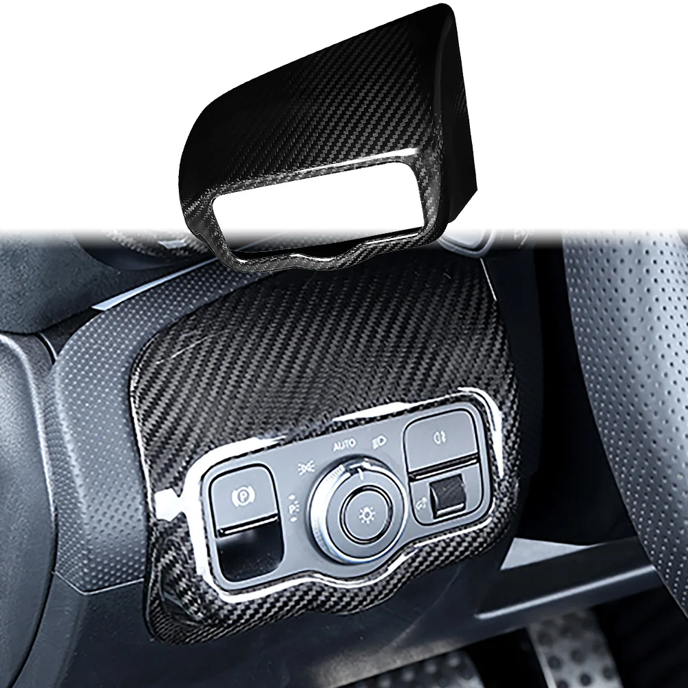 

Dry Carbon Fibre car Headlight switch panel decoration decorate Sticker For Mercedes-Benz A-Class CLA200 260 A180 AMG W118 2020