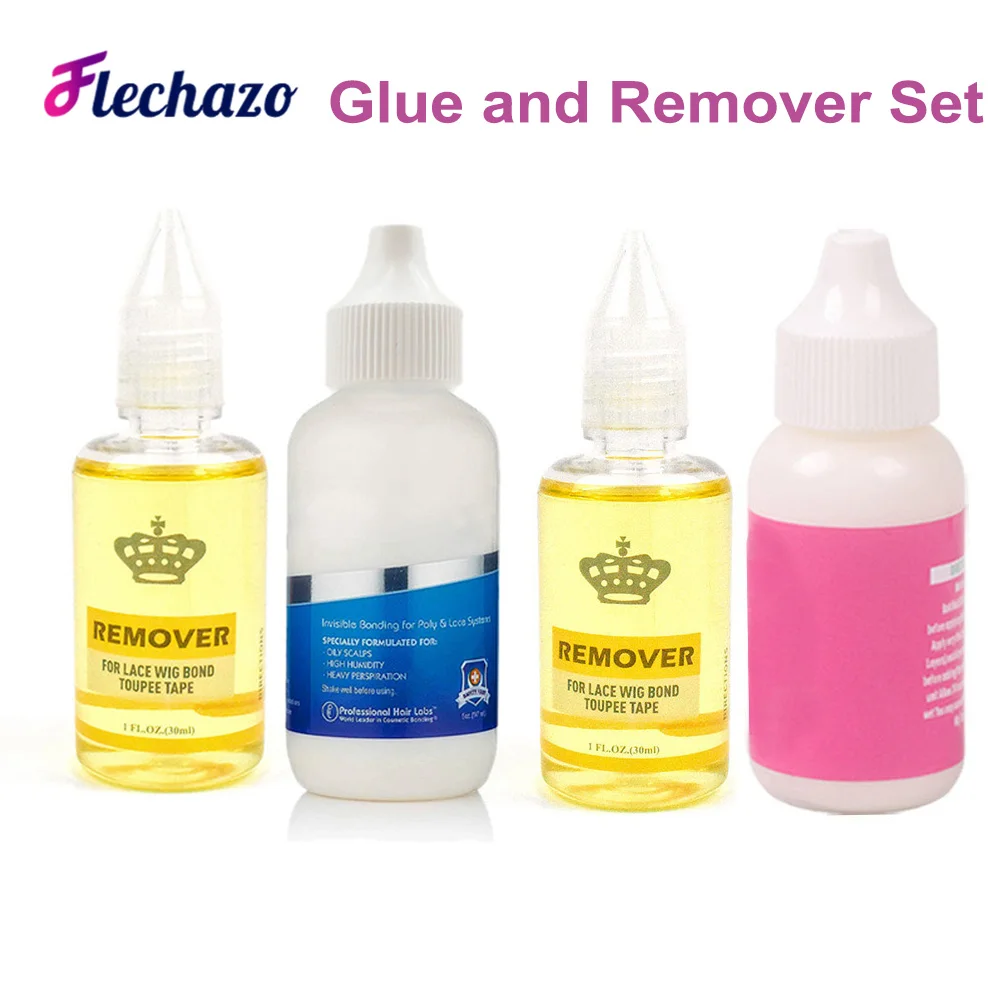 Lace Wig Glue and Remover Set 1.3oz 38ml Toupee Adhesive Hair Glue Kit Invisible Hair Replacement Adhesive Wig Glue Hair Bonding