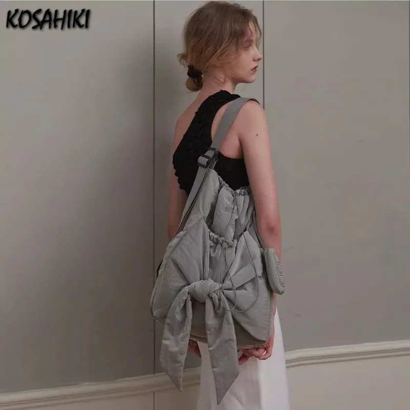 Бандажные сумки на шнурке с бантом плечо подмышки винтажная уличная одежда