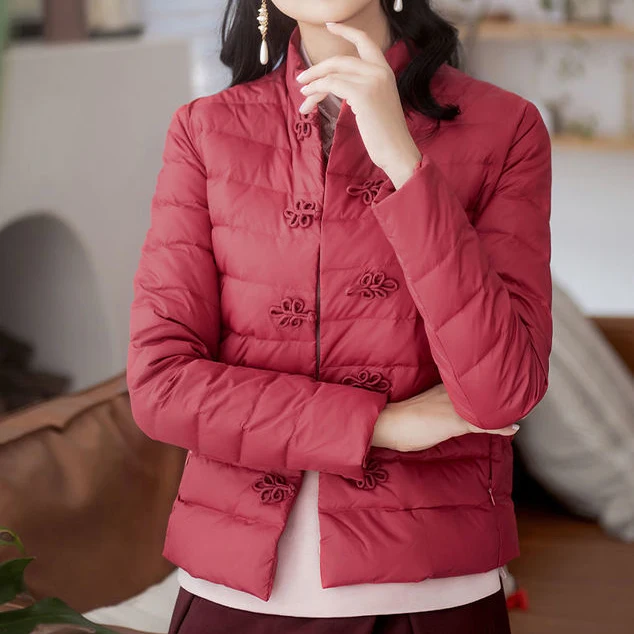 Retro Chinese style short down down padded jacket women's winter  suit 2021 new coat  winter coat women elegant