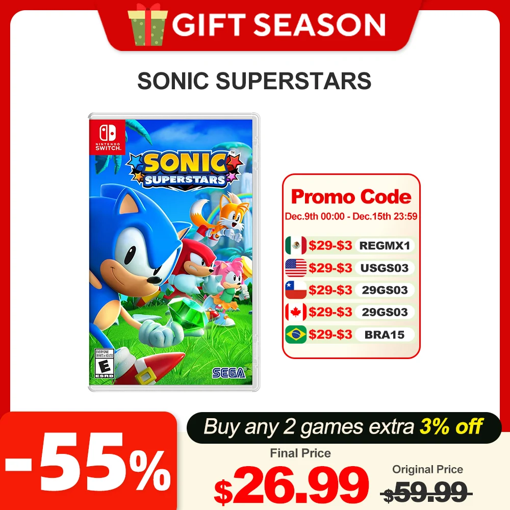 Фото Игровые предложения SONIC SUPERSTARS Nintendo Switch игры, 100% Оригинальная карта физической игры, платформер, жанр, поддержка мультиплеера для Switch №1