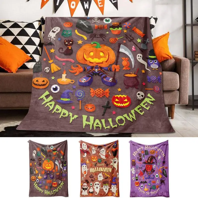 

Halloween Throw Blanket Super Soft Flannel Fall Blanket Pumpkin Witch Ghost Horror Fleece Blanket Halloween Decoration Supplies