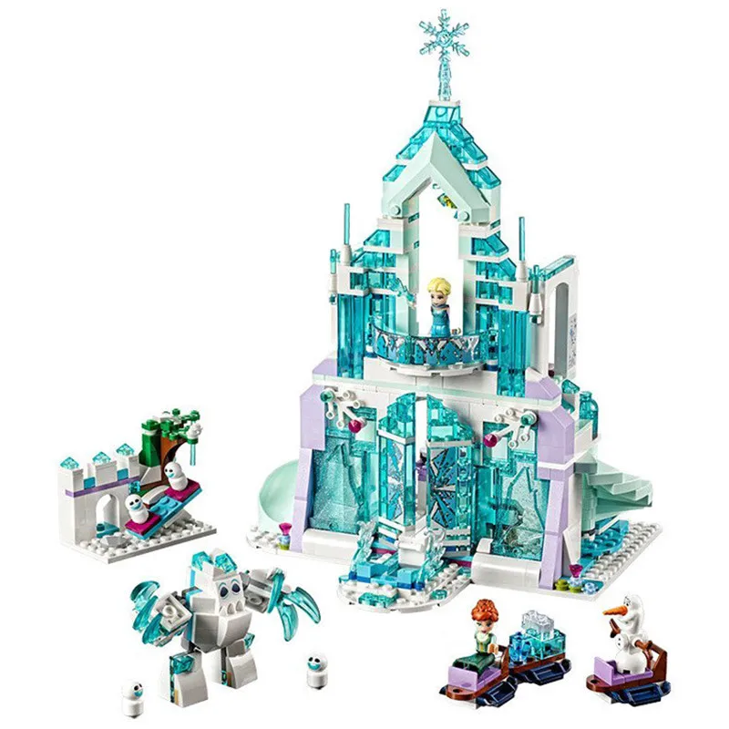 

Disney Frozen Snow World Series The Elsa`s Magical Ice Castle Set girls Model Building Blocks Bricks Toys Girl friend compatible