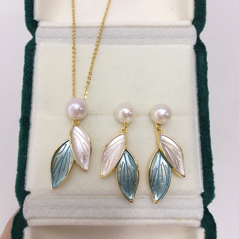 ZHBORUINI серьги-подвески из настоящего натурального пресноводного жемчуга комплект