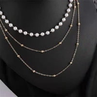 fashion temperament pearl necklace european american and korean multi layer bead chain neck chain jewelry womens gift