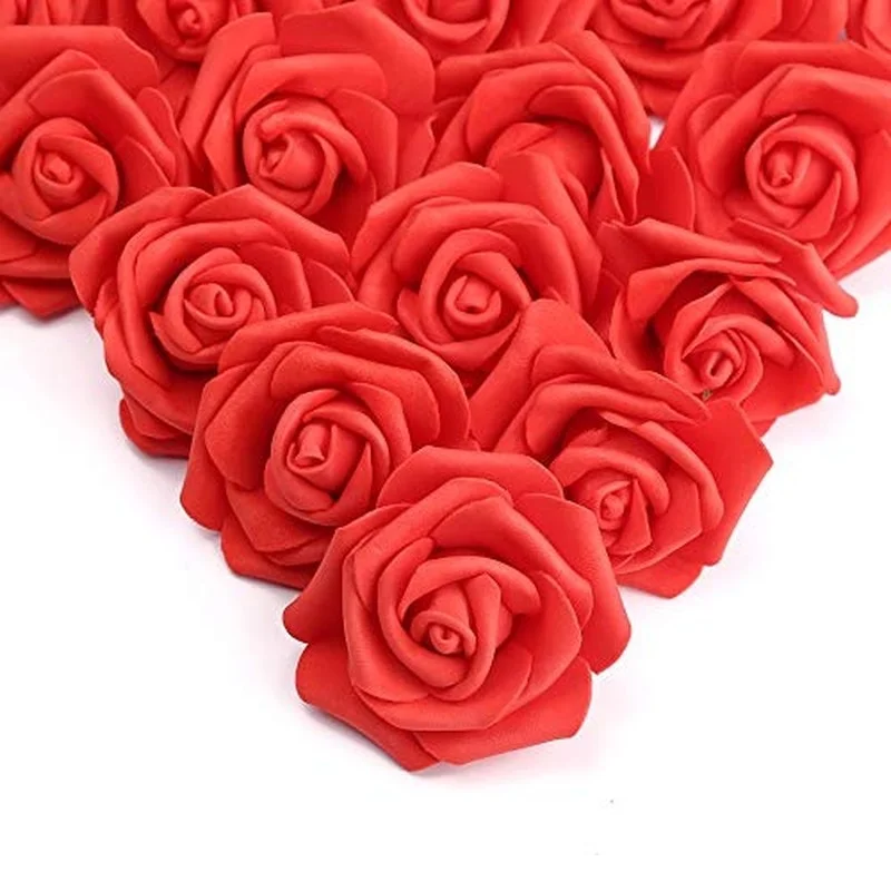 100 Pieces Faux Rose Heads Real Look Foam Fake Roses for DIY Wedding Arrangement Baby Shower Party Table Home Decorations