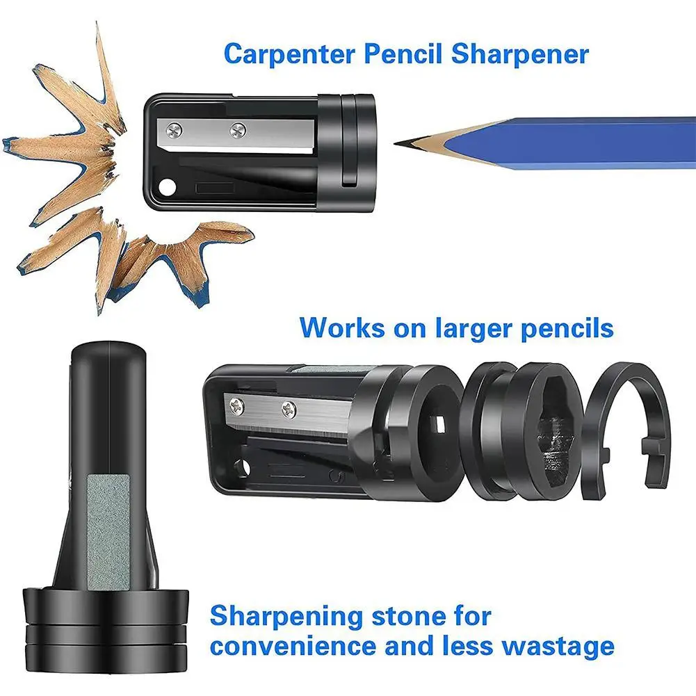 12pcs Octagonal Woodworking Pencils With Retractable Pencil Holder And 1 Sharpener Marks Pen |