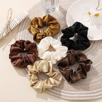 silk satin ins retro fat intestine ring french large intestine hair ring large head rope female solid color hair accessories