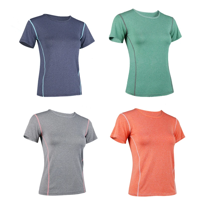 

Slim Yoga Wear Women's Sports and Fitness Wear Thin Running Sweat Absorption Tight Fast Dry Clothes Short Sleeve T-Shirt Tops