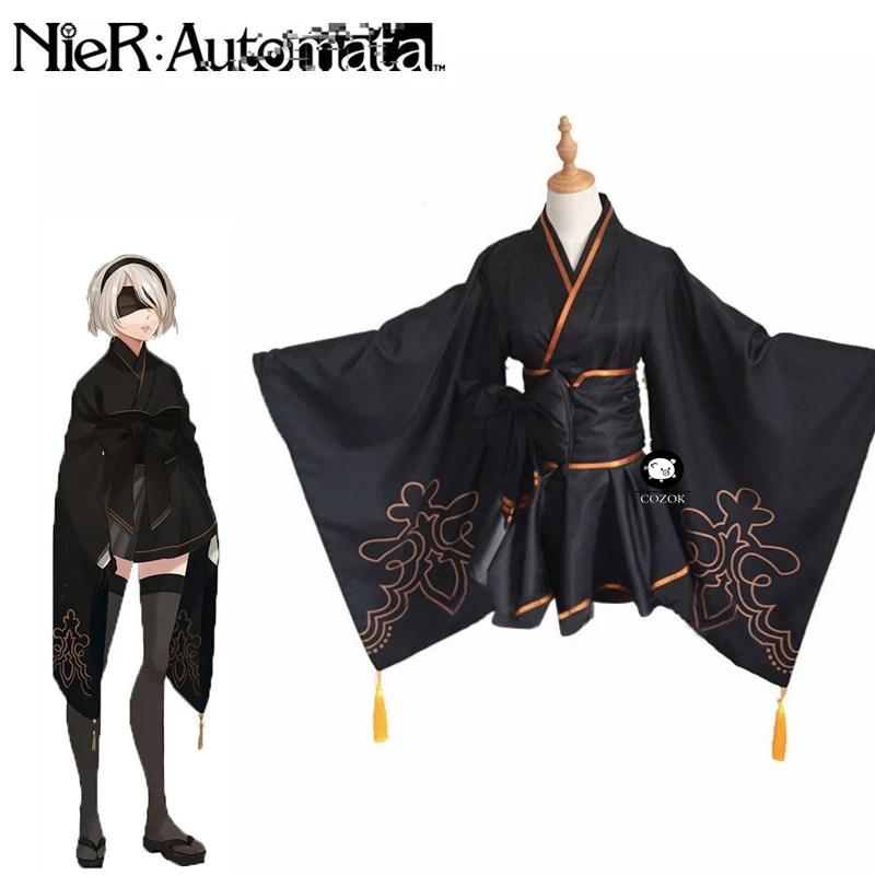 

Кимоно из игры NieR Automata 2B Fanart, Униформа, косплей-костюм на Хэллоуин для женщин и мужчин