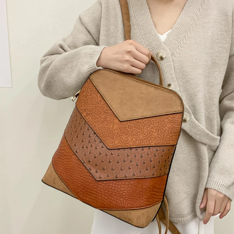 

New Designer Fashion Backpack Women High Quality Luxury Leather Backpack Large Capacity School Bags for Girls Travel Backpack