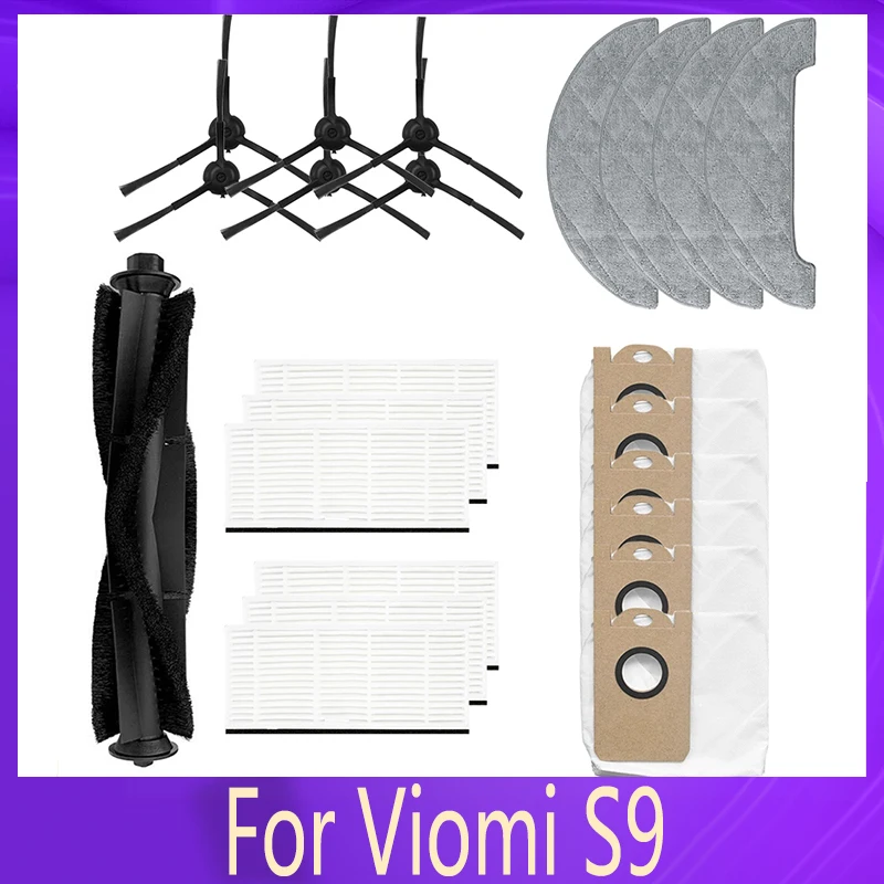 

23PCS Main Rolling Brushes Side Brushes Filters Dust Bags Rags For Viomi S9 Vacuum Cleaner Accessories