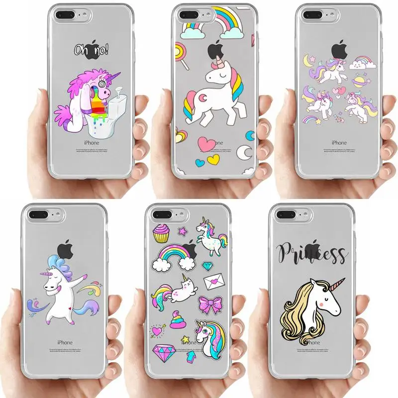 

unicorn cartoon Phone Case For iPhone 13 14 Pro Max XS XR 12 11 Pro 13 Mini 6 7 8 Plus Soft Clear Back Cover