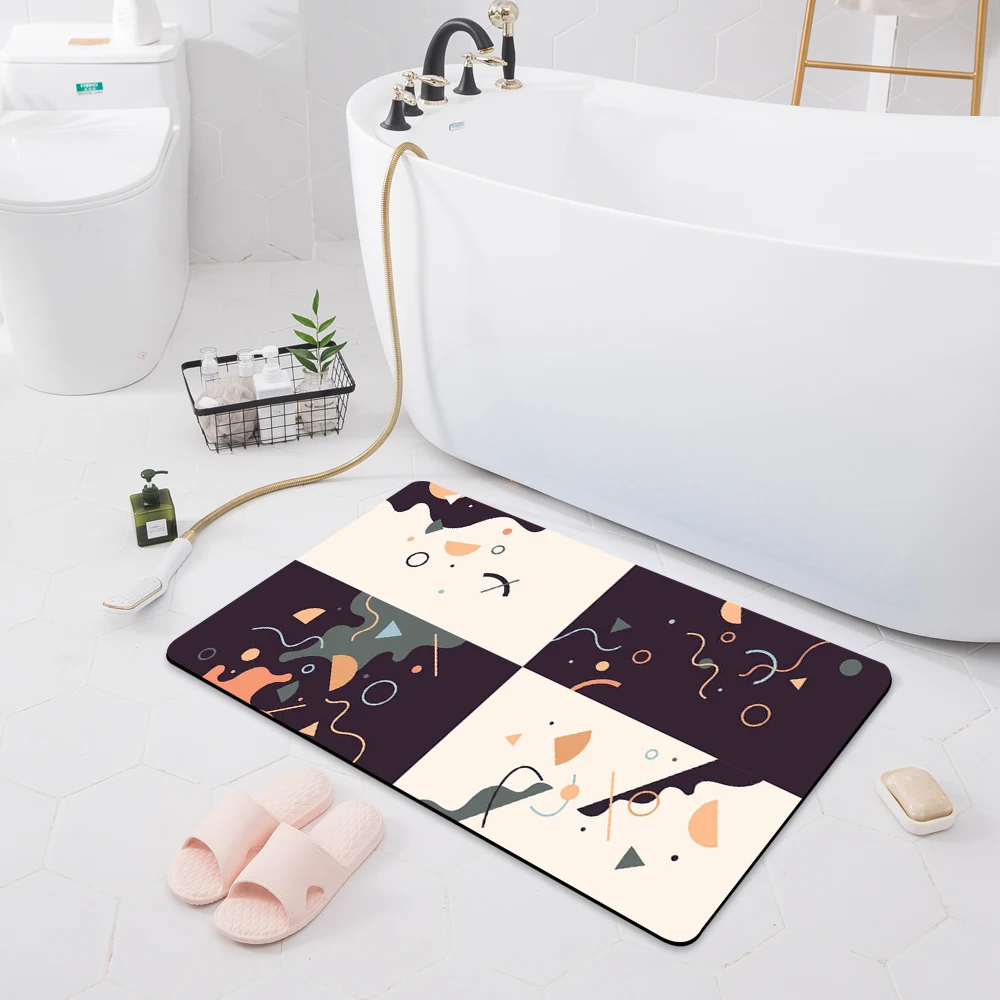 

Bathroom Absorbent Anti-Slip Mat Shower Room Bathtub Rug Bath Toilet Floor Home Kitchen Entrance Doormat Bedroom Hallway Carpet